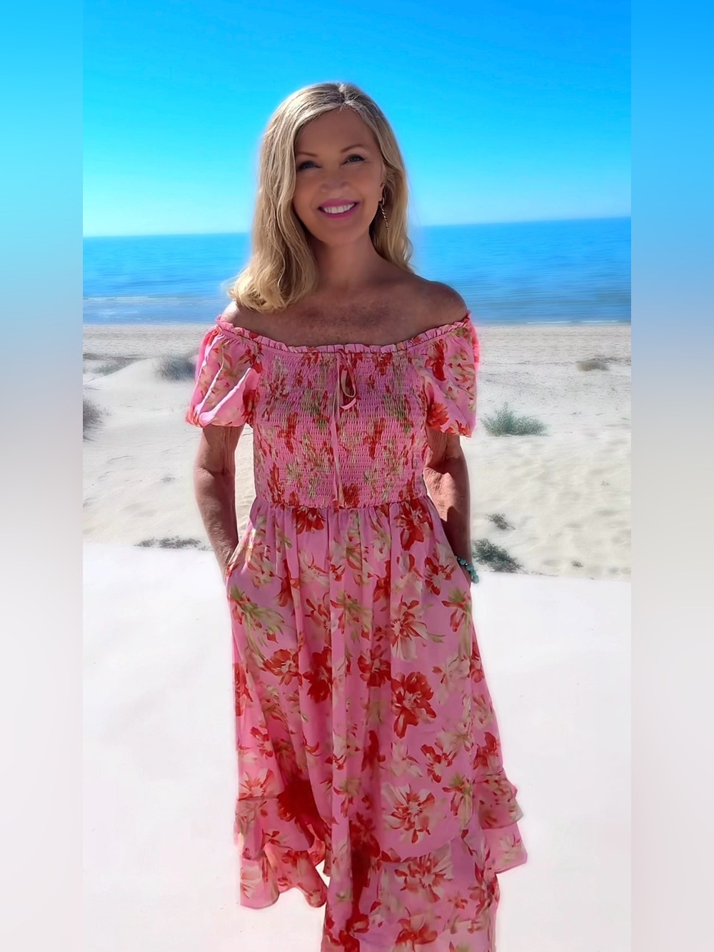NWT Pink Floral Puff-Sleeve Dres-S - Picture 6 of 17